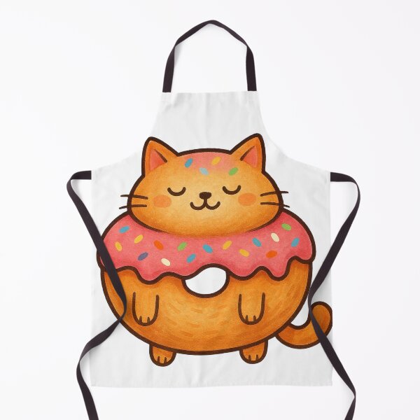 Item preview, Donut Cat Kawaii Dessert Illustration designed and sold by Lacritsa .