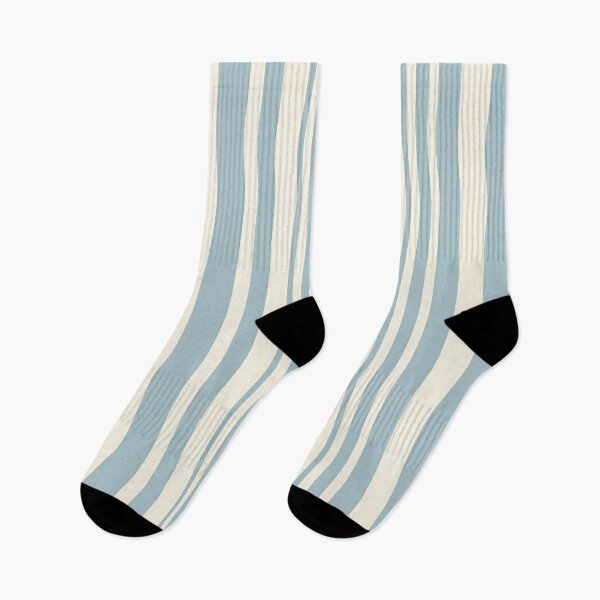 Item preview, Vintage Retro Vertical Stripe Mid Mod Cozy Boho Accent Piece  Sky Blue Cream designed and sold by Prints and Lifestyle.