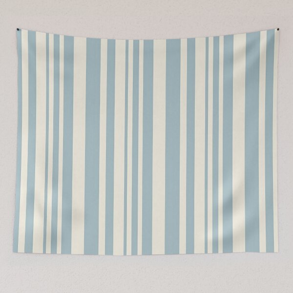 Item preview, Vintage Retro Vertical Stripe Mid Mod Cozy Boho Accent Piece  Sky Blue Cream designed and sold by Prints and Lifestyle.
