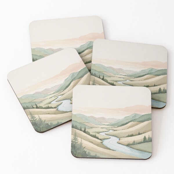 Item preview, Minimalist Watercolor Valley Landscape designed and sold by Mos Thainique.