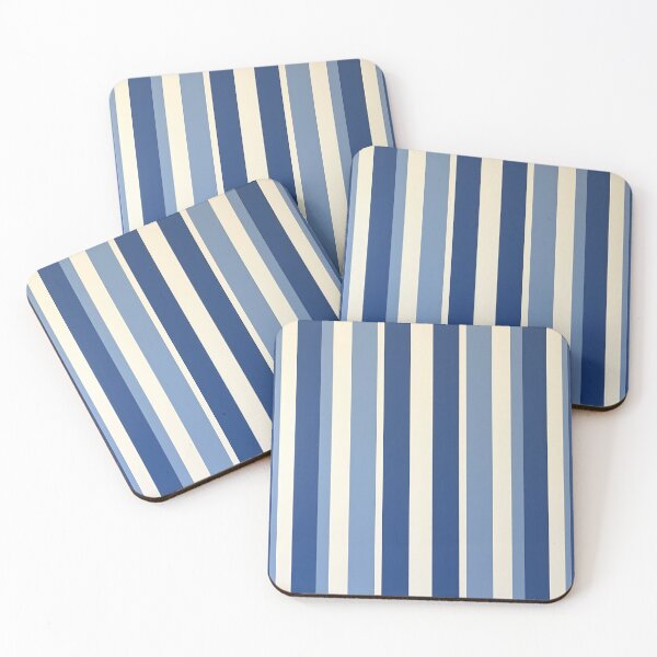 Item preview, Vintage Retro Vertical Stripe Mid Mod Cozy Boho Accent Piece Royal Blue Cream designed and sold by Prints and Lifestyle.