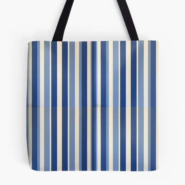 Item preview, Vintage Retro Vertical Stripe Mid Mod Cozy Boho Accent Piece Royal Blue Cream designed and sold by Prints and Lifestyle.