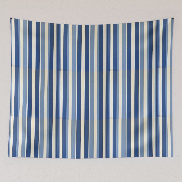 Item preview, Vintage Retro Vertical Stripe Mid Mod Cozy Boho Accent Piece Royal Blue Cream designed and sold by Prints and Lifestyle.