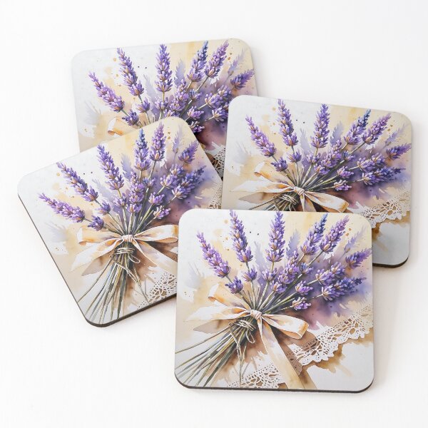 Item preview, Lavender on Lace Soft Watercolor Botanical Print designed and sold by Mos Thainique.