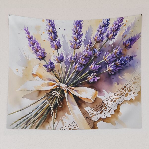 Item preview, Lavender on Lace Soft Watercolor Botanical Print designed and sold by Mos Thainique.