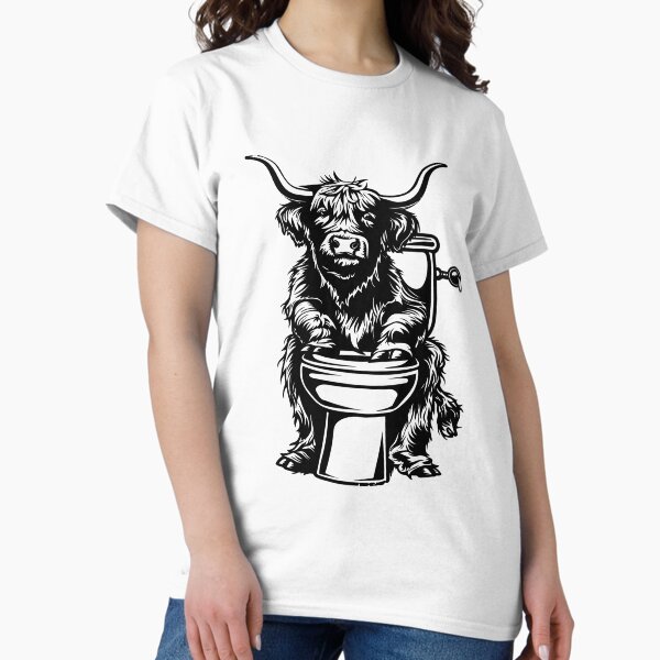 Artikel-Vorschau von Highland Cow auf Toilette – Lustige Badezimmerkunst mit Bauernhoftieren, designt und verkauft von inkoutninja.