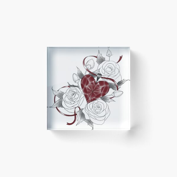 Item preview, Floral rose with ruby red heary designed and sold by Hallie Odom.