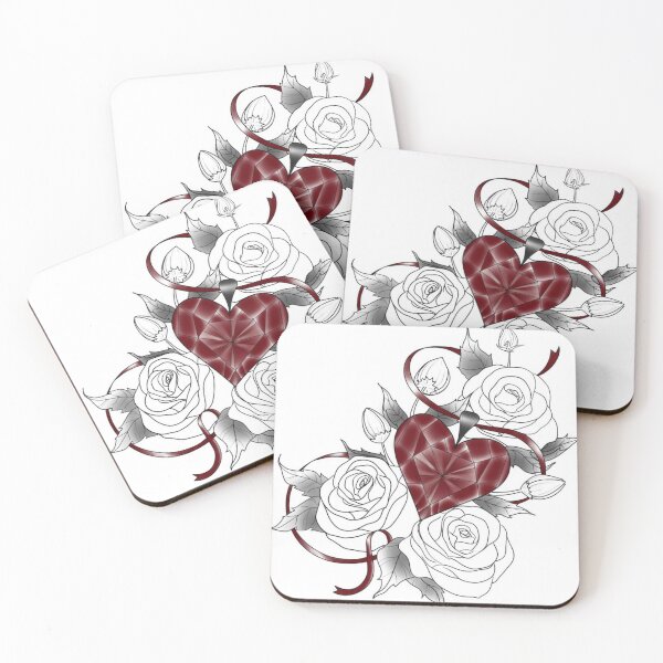 Item preview, Floral rose with ruby red heary designed and sold by Hallie Odom.