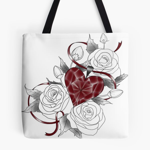 Item preview, Floral rose with ruby red heary designed and sold by Hallie Odom.