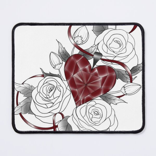 Item preview, Floral rose with ruby red heary designed and sold by Hallie Odom.