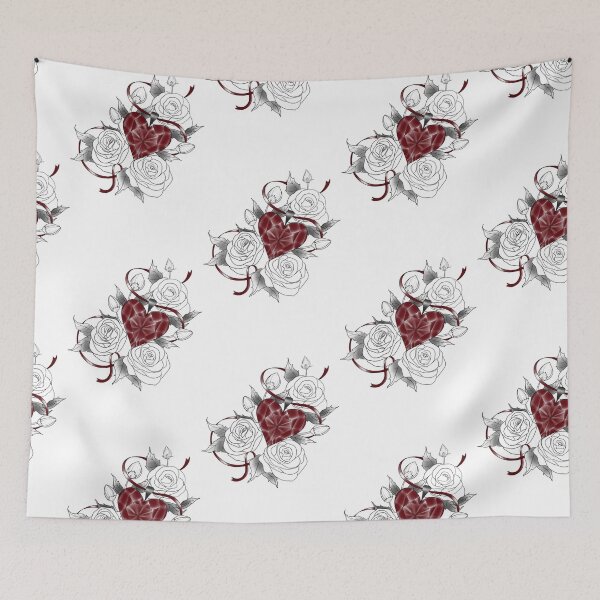 Item preview, Floral rose with ruby red heary designed and sold by Hallie Odom.