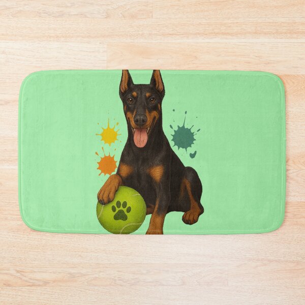Item preview, Happy Doberman with Tennis Ball designed and sold by Idelab-11.