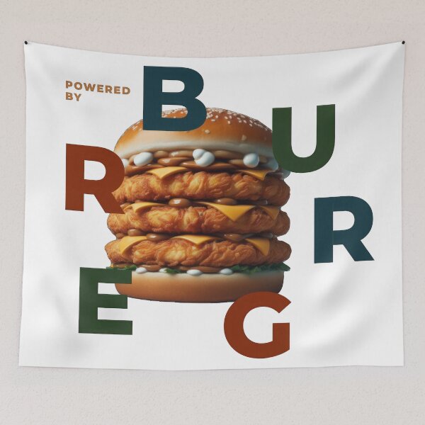 Item preview, Powered by Burger  - Burger lovers t-shirt   designed and sold by DumbPet.