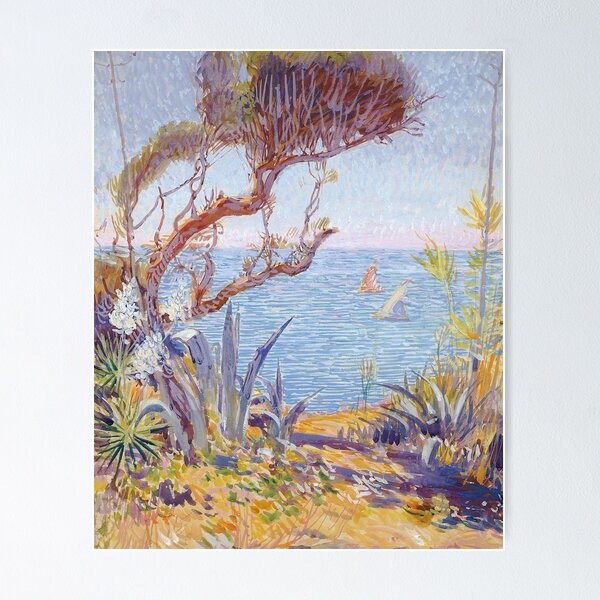 Item preview, Italy- The Mediterranean (1932) vintage painting designed and sold by KapowStickers.