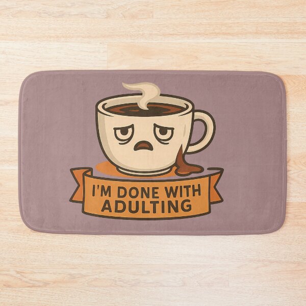 Item preview, I'm Done With Adulting – Exhausted Coffee Cup Cartoon designed and sold by CtrlAltNope.
