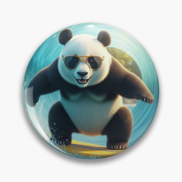 Artikelvorschau, Panda und Surfbrett entworfen und verkauft von SmileShopAJ.