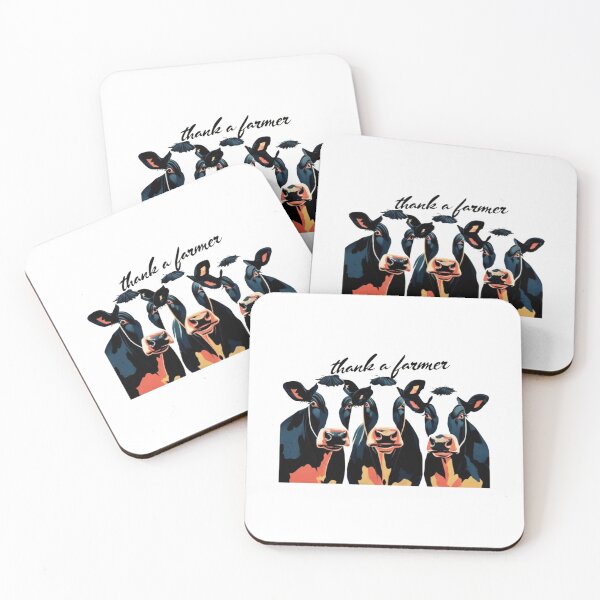 Item preview, "Thank a Farmer" Silkscreen-Style Cow Portrait designed and sold by Colorful-Garden.