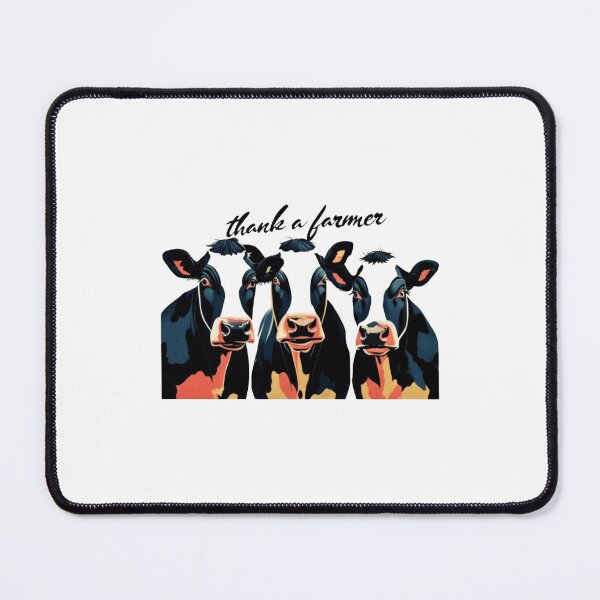 Item preview, "Thank a Farmer" Silkscreen-Style Cow Portrait designed and sold by Colorful-Garden.