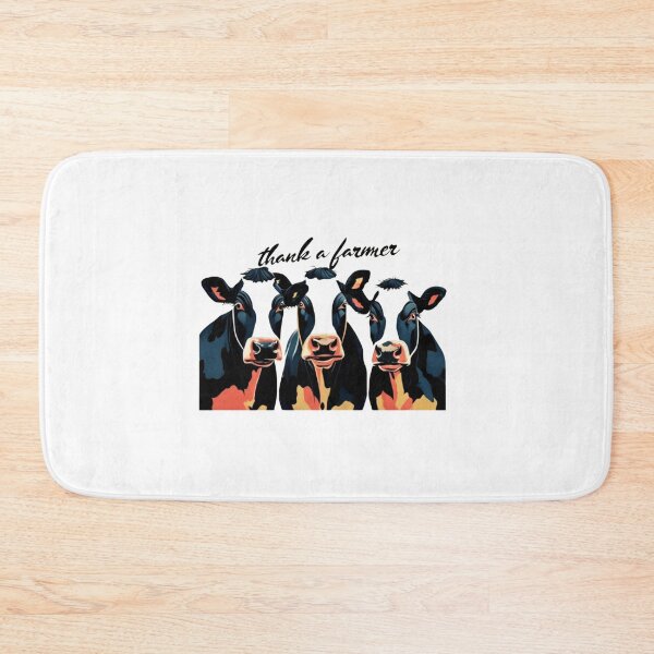 Item preview, "Thank a Farmer" Silkscreen-Style Cow Portrait designed and sold by Colorful-Garden.