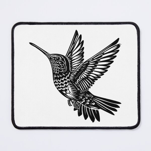 Item preview, Hummingbird in Flight – Elegant Black and White Nature Art designed and sold by inkoutninja.