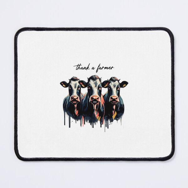 Item preview, "Thank a Farmer" Silkscreen-Style Cow Portrait designed and sold by Colorful-Garden.