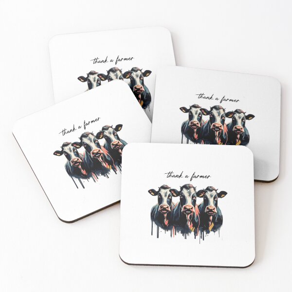 Item preview, "Thank a Farmer" Silkscreen-Style Cow Portrait designed and sold by Colorful-Garden.