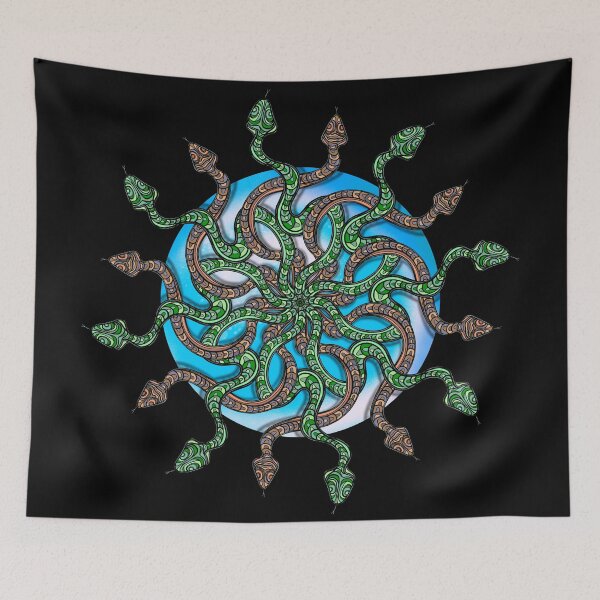 Item preview, Intertwined Snake Mandala with shadows designed and sold by DaveDanchuk.