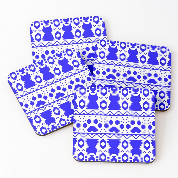 Item preview, Blue & White Retro Cat and Paw designed and sold by Shuga-Design.