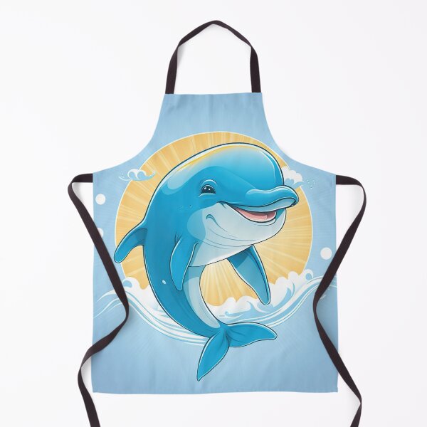 Item preview, Happy Cartoon Dolphin – Cute Ocean Animal Art with Sunshine and Waves designed and sold by PaintbrushPlace.
