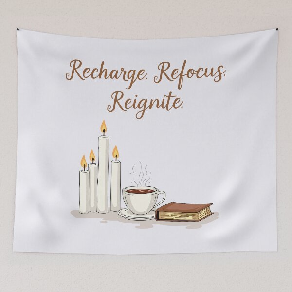 Item preview, Recharge. Refocus. Reignite. | Cozy Calm Vibes Tee designed and sold by Illustrator Bhaiya.