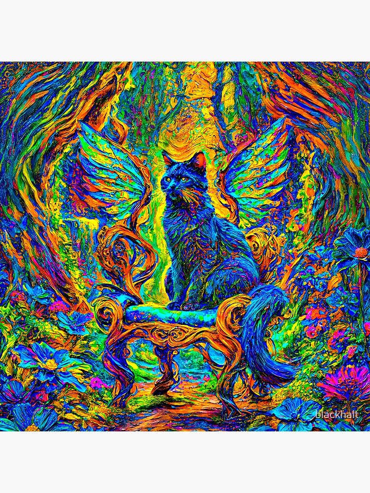 Thumbnail 3 of 3, Sticker, Throne of Petals, Wings, and Whiskers designed and sold by blackhalt.