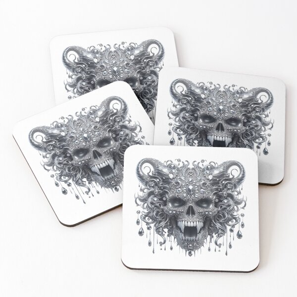 Item preview, Platinum demon skull with precious jewels designed and sold by MadinaFatt.