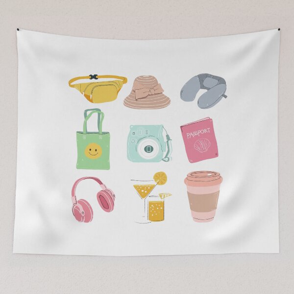 Item preview, Travel Essentials Illustration – Cute Aesthetic Vacation Icons designed and sold by lunacustomsph.