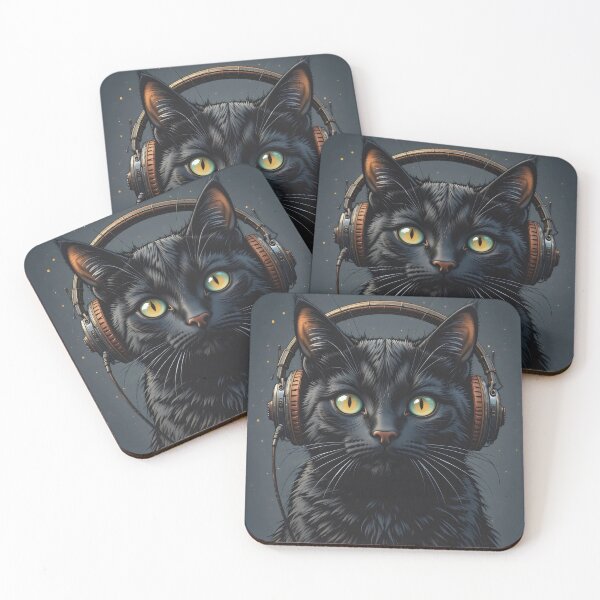 Item preview, Black Cat with Headphone designed and sold by FieldScent.