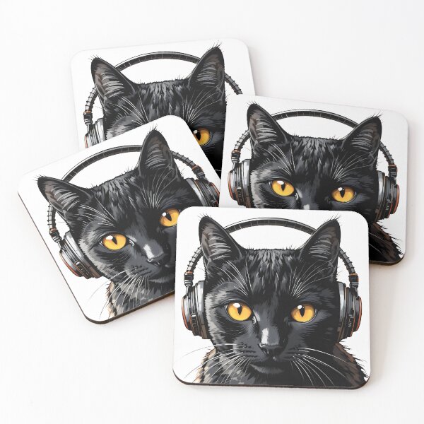 Item preview, Black Cat with Headphone designed and sold by FieldScent.