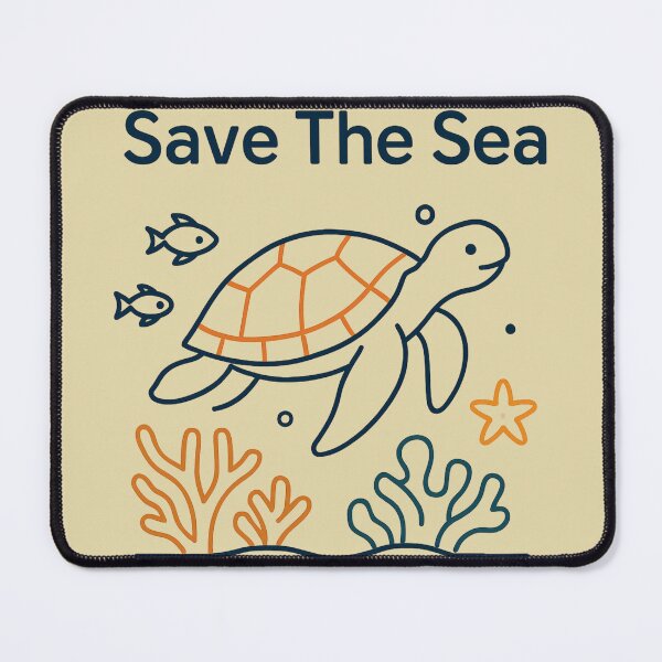 Item preview, Save The Sea - Minimal Ocean Turtle Line Art designed and sold by KiraChie.
