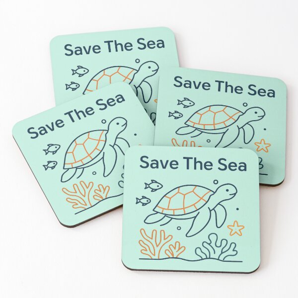 Item preview, Save The Sea - Minimal Ocean Turtle Line Art designed and sold by KiraChie.