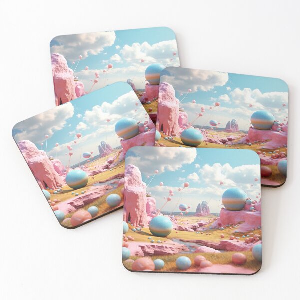 Artikelvorschau, Fantasy Candy Landscape – Surreale Pastellwelt mit Kugeln und rosa Felsen entworfen und verkauft von StudioDina.