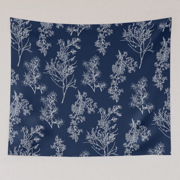 Item preview, Botanical Cottage Floral Pattern in Nautical Navy Blue and White designed and sold by kierkegaard.