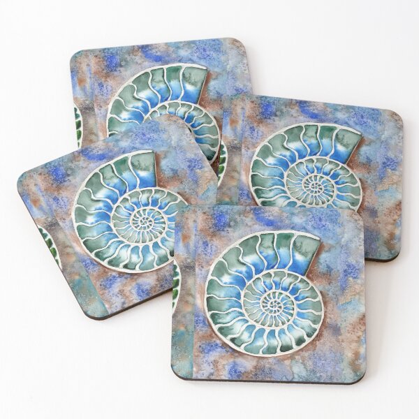 Item preview, Watercolor Sea Shells by Irina Sztukowski Teal Blue Tones designed and sold by Irina Sztukowski.