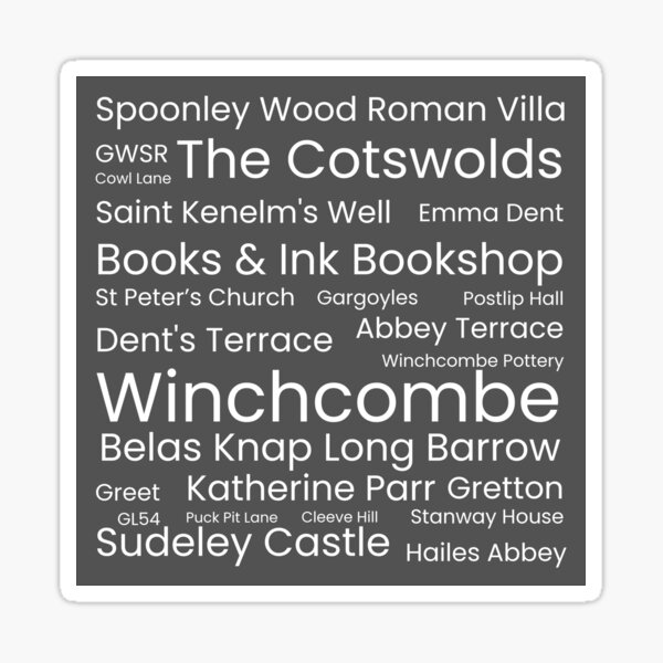 Item preview, Winchcombe Word Map Cotswolds - Dark Grey designed and sold by sambarnesart.