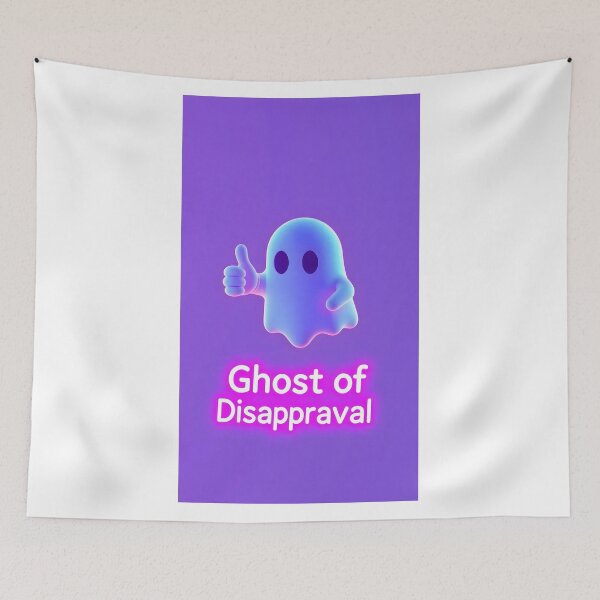 Item preview, "Ghost of Disapproval" Funny 3D Ghost with Thumbs Down in Vaporwave Style designed and sold by Jayara [Born To Reign].