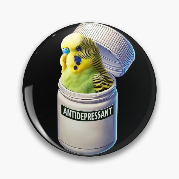Item preview, Funny Antidepressant Green Budgerigar Parakeet Parrot Lover Meme designed and sold by Kimberley King Art  King Art.