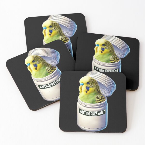 Item preview, Funny Antidepressant Green Budgerigar Parakeet Parrot Lover Meme designed and sold by Kimberley King Art  King Art.