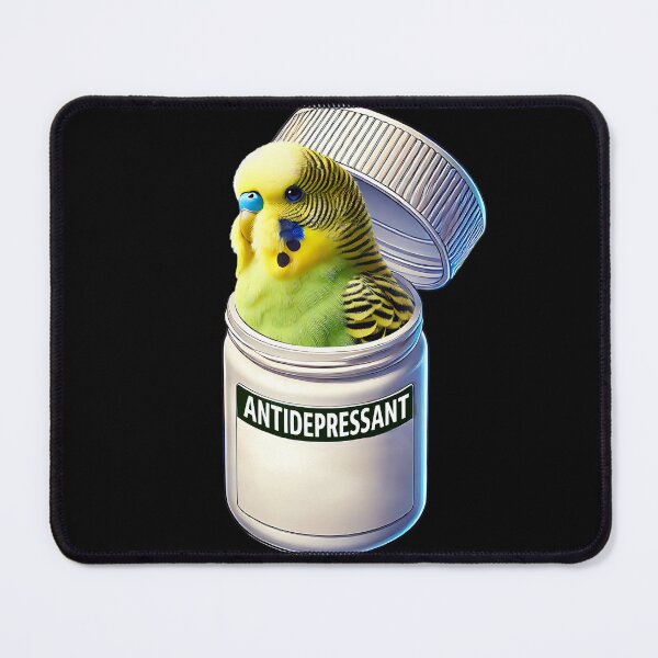 Item preview, Funny Antidepressant Green Budgerigar Parakeet Parrot Lover Meme designed and sold by Kimberley King Art King Art.