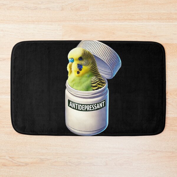Item preview, Funny Antidepressant Green Budgerigar Parakeet Parrot Lover Meme designed and sold by Kimberley King Art  King Art.