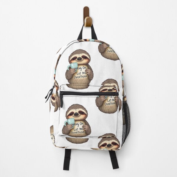 Item preview, "Hang On, Let Me Overthink This" Funny Sloth with Coffee Mug designed and sold by Jayara [Born To Reign].