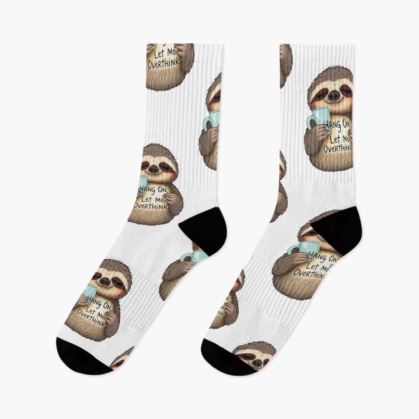 Item preview, "Hang On, Let Me Overthink This" Funny Sloth with Coffee Mug designed and sold by Jayara [Born To Reign].