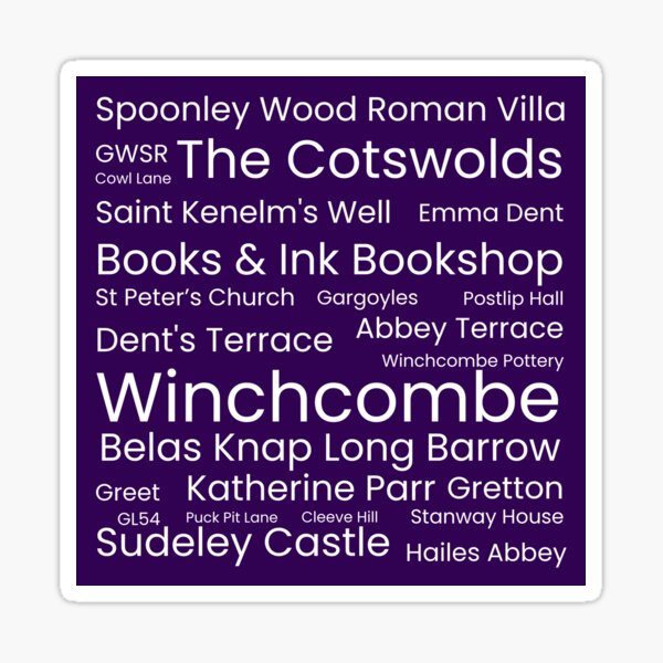 Item preview, Winchcombe Word Map Cotswolds - Dark Purple designed and sold by sambarnesart.