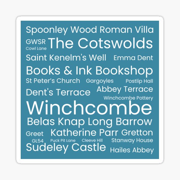Item preview, Winchcombe Word Map Cotswolds - Light Teal designed and sold by sambarnesart.